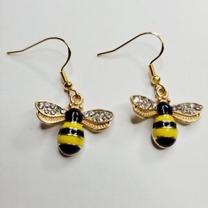BOGO Buy One Pair Gold And Black Bumble Bee Charm Earrings Get One Pair Free!